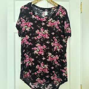 Deb Floral Black and Pink Women's Top Size 3X New!